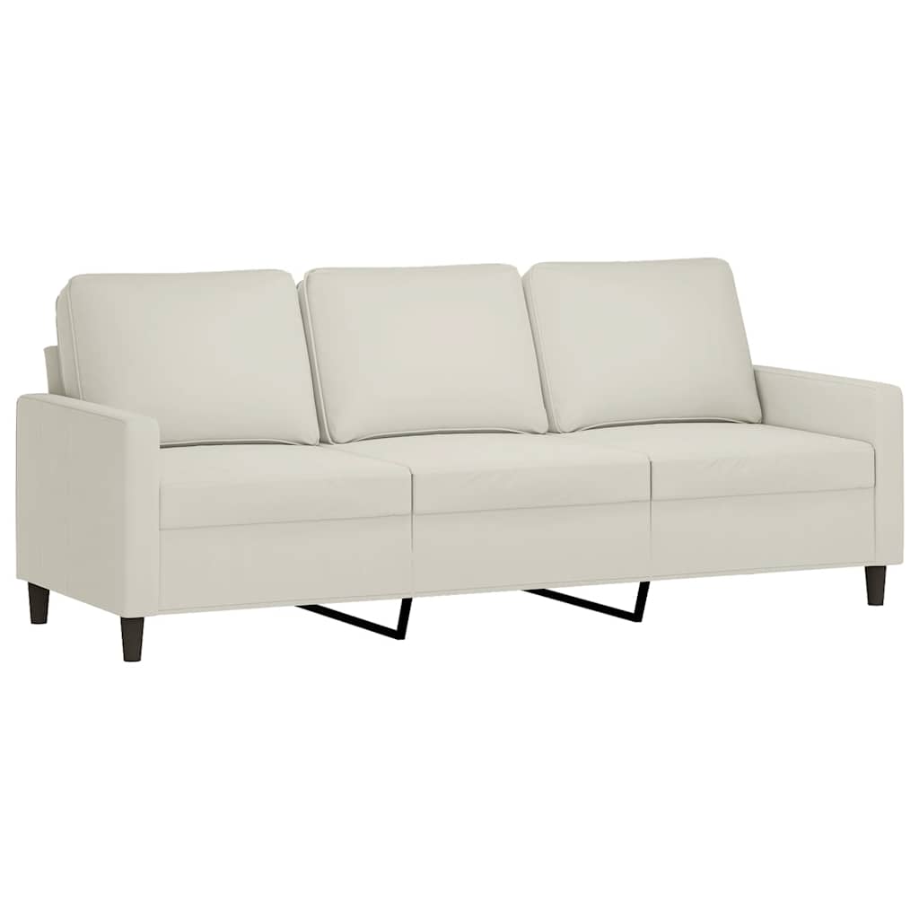 3-Sitzer-Sofa mit Hocker Creme 180 cm Samt