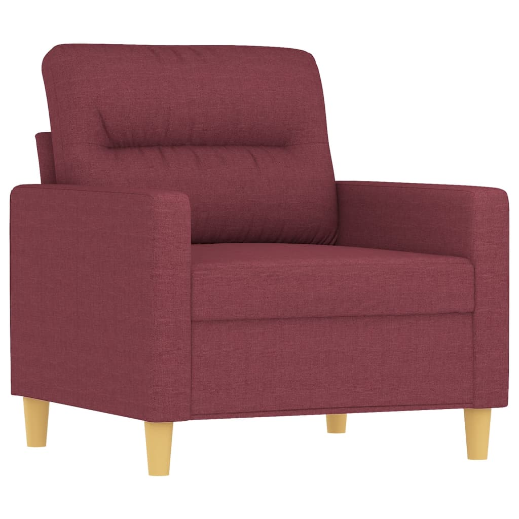 Fauteuil avec tabouret en tissu rouge vin 60 cm