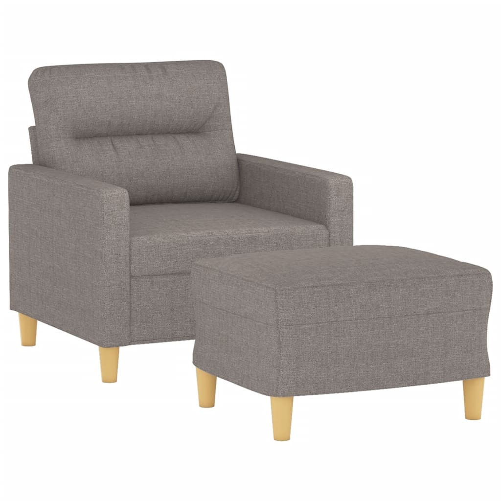 Fauteuil avec tabouret en tissu taupe 60 cm