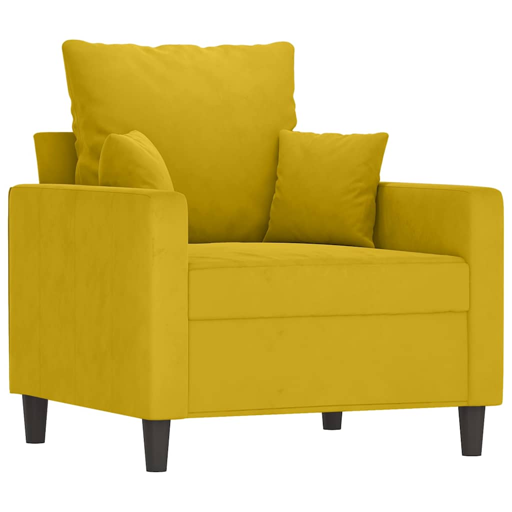 Sessel mit Hocker Gelb 60 cm Samt