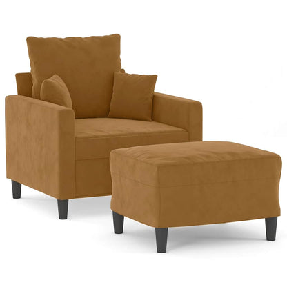 Sessel mit Hocker Braun 60 cm Samt