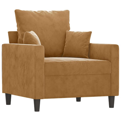 Sessel mit Hocker Braun 60 cm Samt
