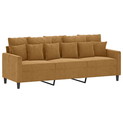3-Sitzer-Sofa mit Hocker Braun 180 cm Samt
