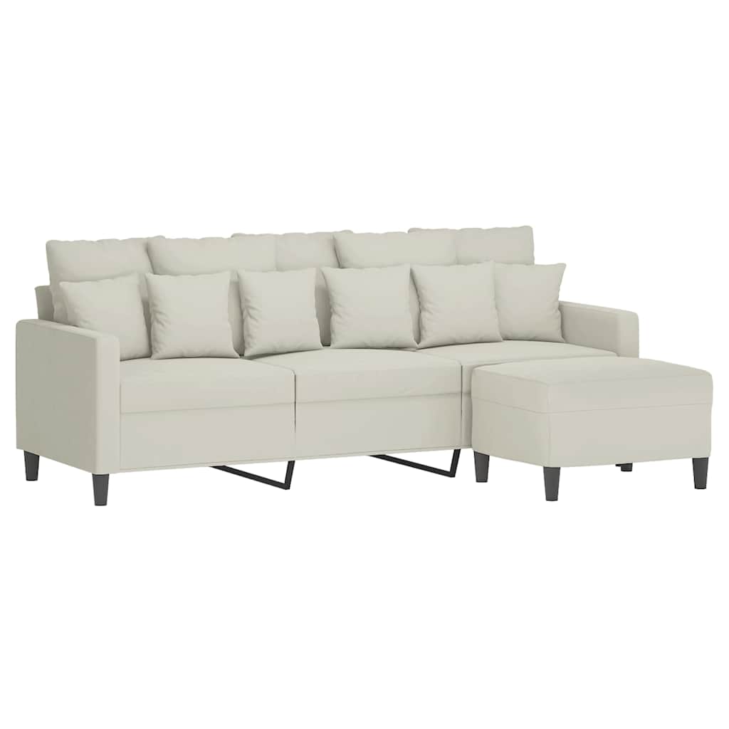 3-Sitzer-Sofa mit Hocker Creme 180 cm Samt