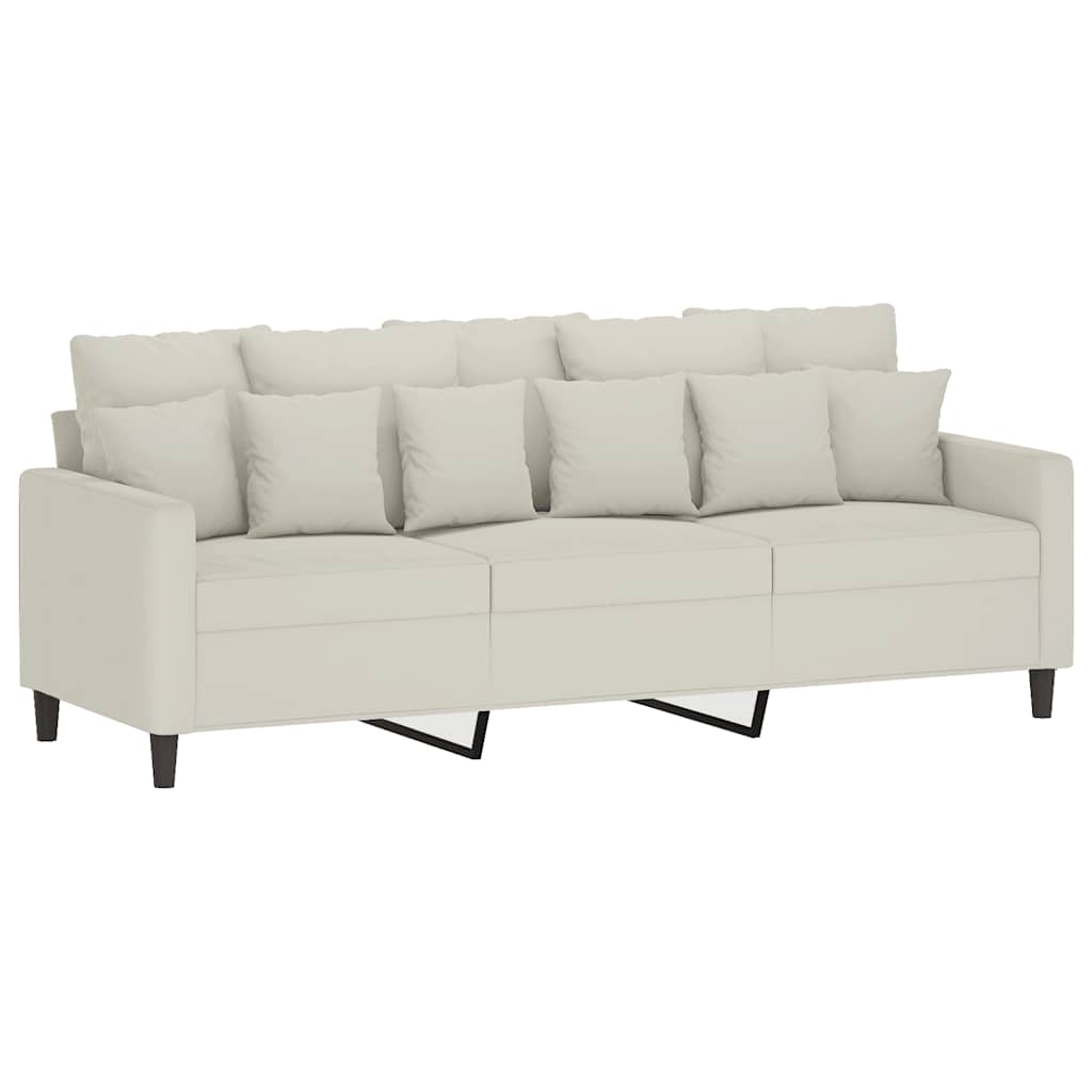 3-Sitzer-Sofa mit Hocker Creme 180 cm Samt