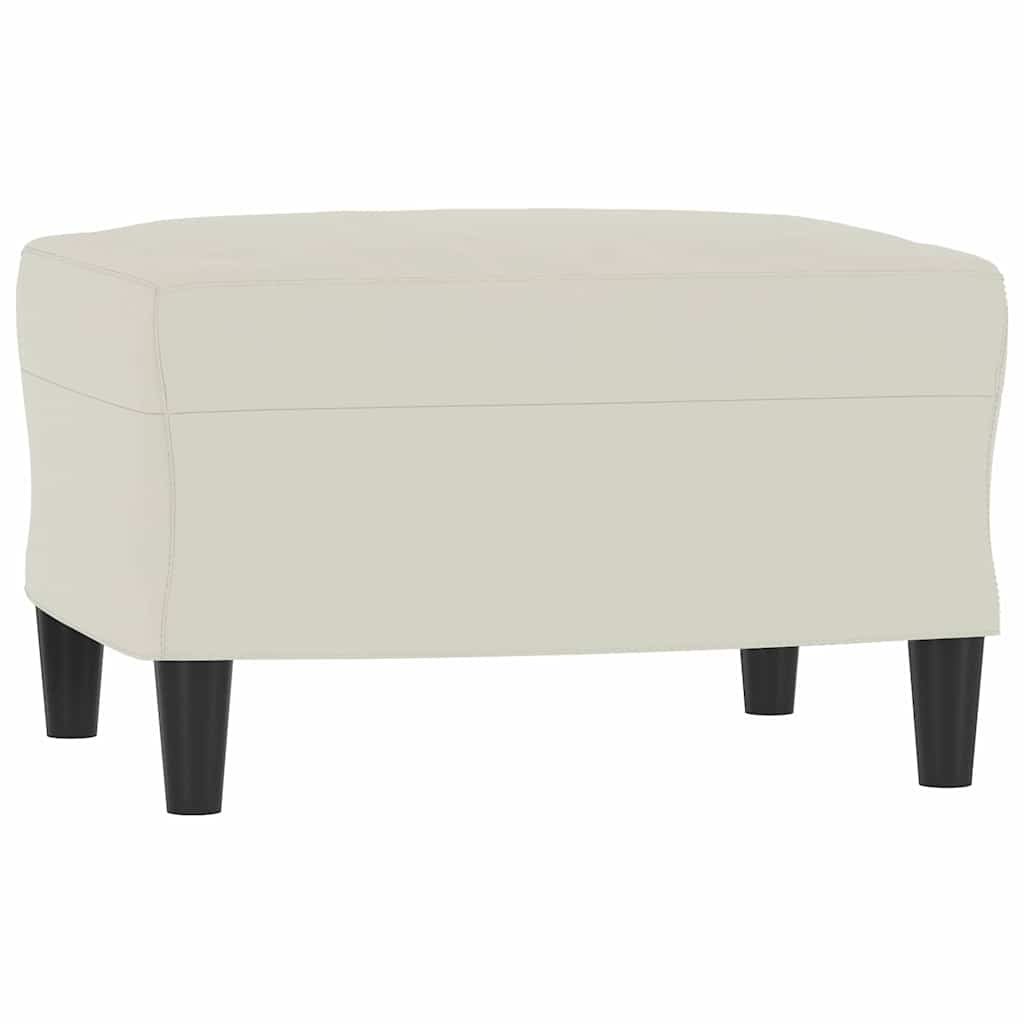 3-Sitzer-Sofa mit Hocker Creme 180 cm Samt