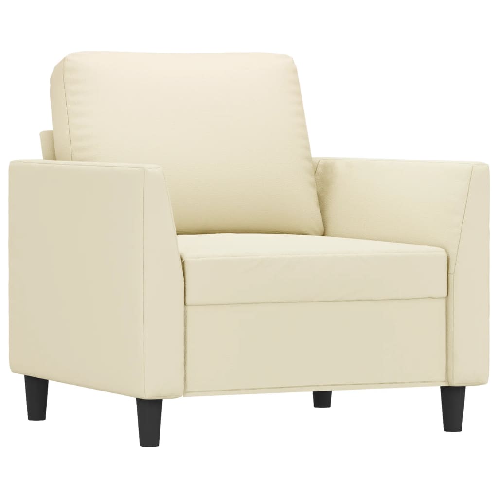 Sessel mit Hocker Creme 60 cm Kunstleder