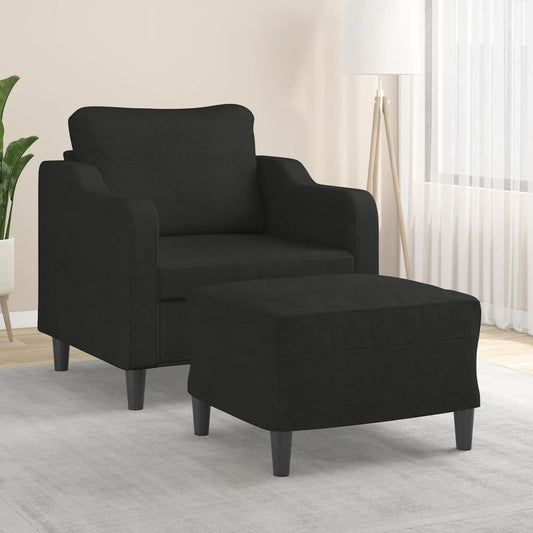 Sessel mit Hocker Schwarz 60 cm Stoff