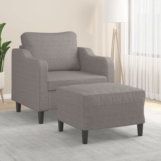 Fauteuil avec tabouret en tissu taupe 60 cm