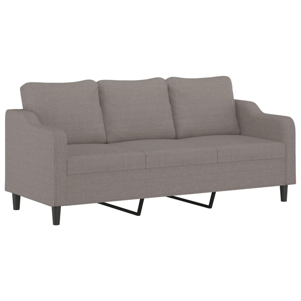 3-Sitzer-Sofa mit Hocker Taupe 180 cm Stoff