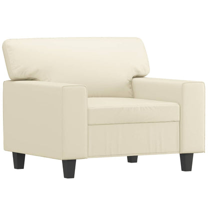 Sessel mit Hocker Creme 60 cm Kunstleder