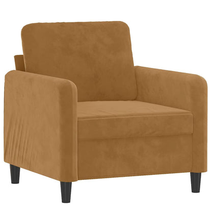Sessel mit Hocker Braun 60 cm Samt