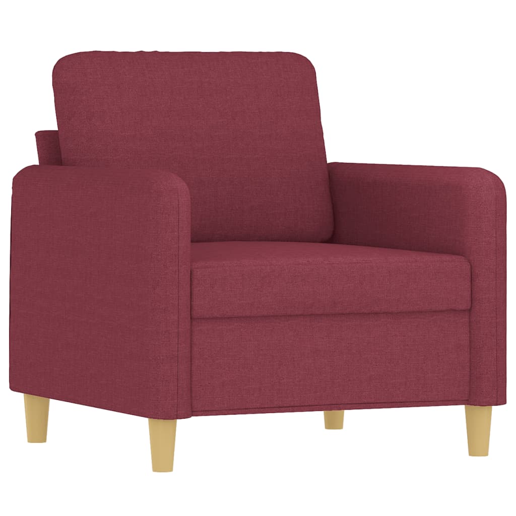 Fauteuil avec tabouret en tissu rouge vin 60 cm