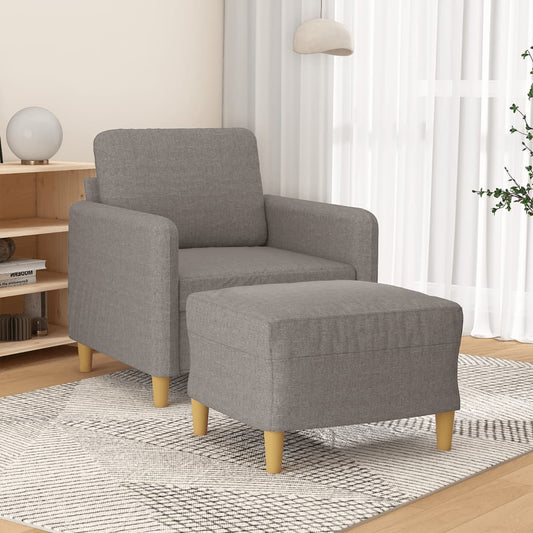 Fauteuil avec tabouret en tissu taupe 60 cm