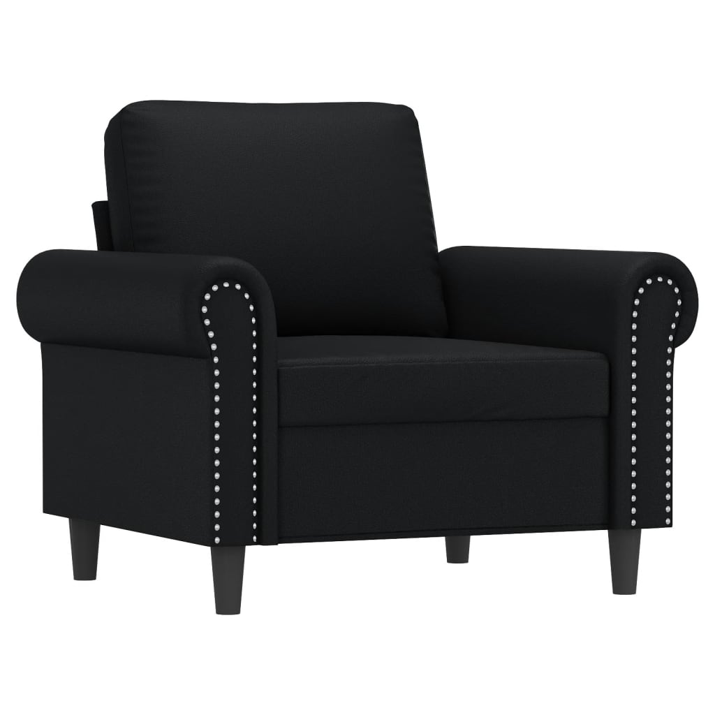 Sessel mit Hocker Schwarz 60 cm Kunstleder