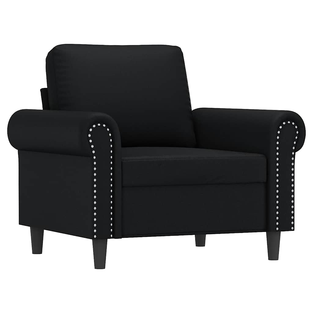 Sessel mit Hocker Schwarz 60 cm Kunstleder