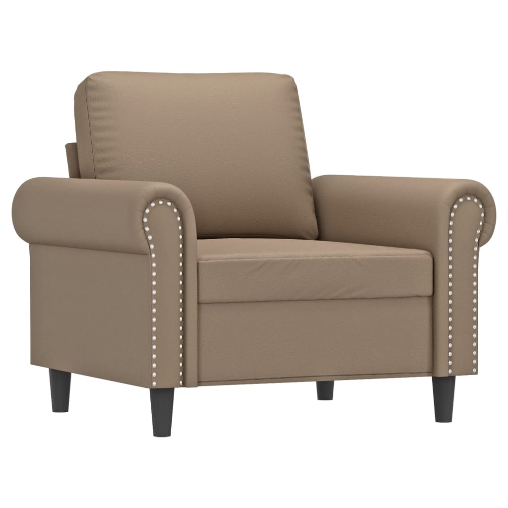 Sessel mit Hocker Cappuccino-Braun 60 cm Kunstleder
