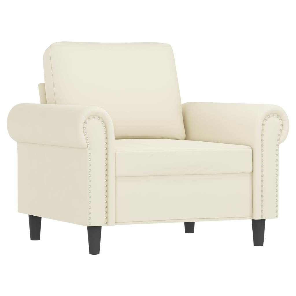 Sessel mit Hocker Creme 60 cm Samt