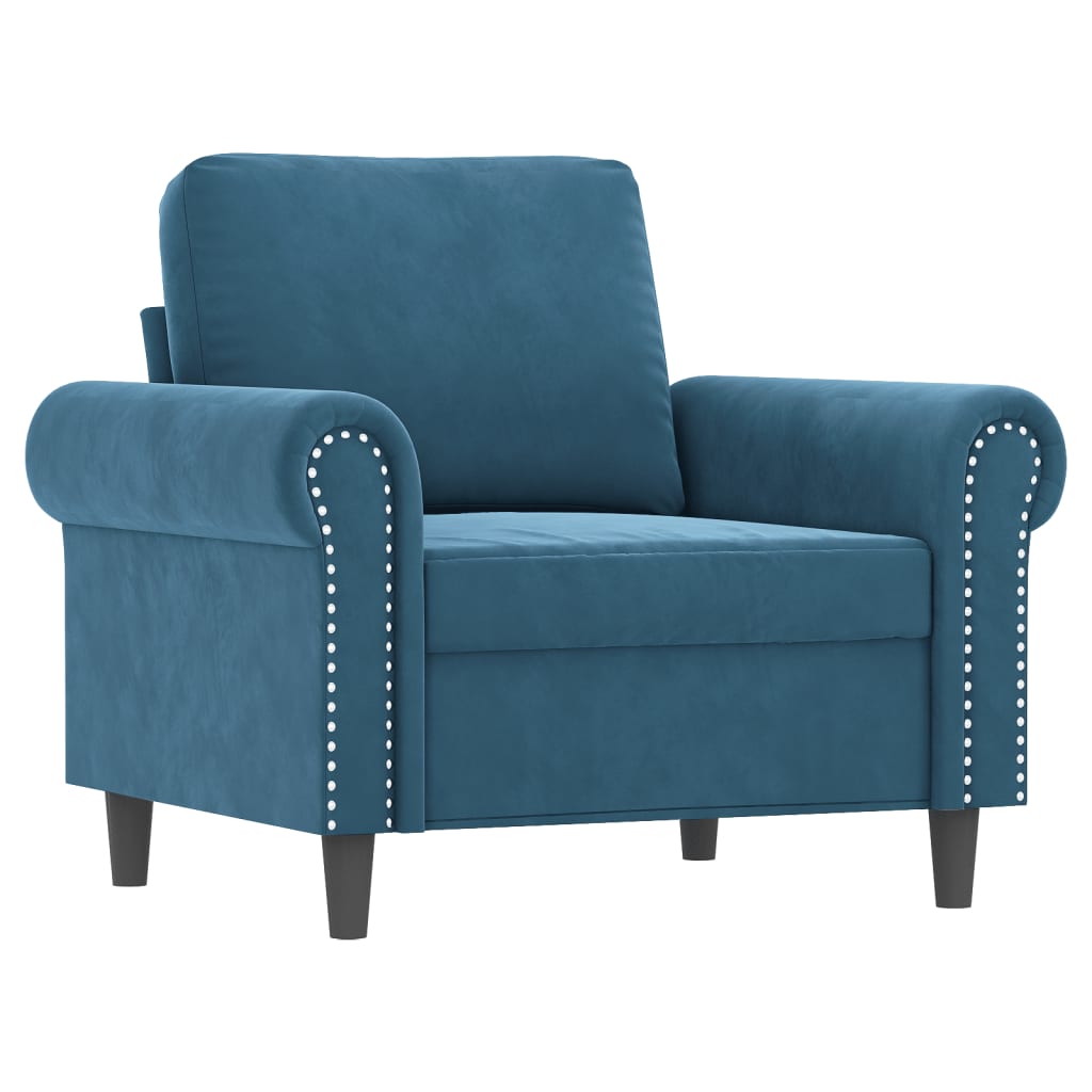 Sessel mit Hocker Blau 60 cm Samt