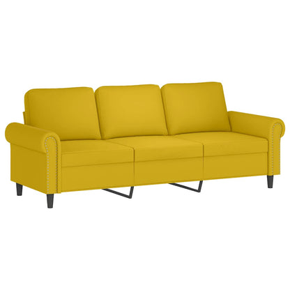 3-Sitzer-Sofa mit Hocker Gelb 180 cm Samt