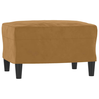 3-Sitzer-Sofa mit Hocker Braun 180 cm Samt