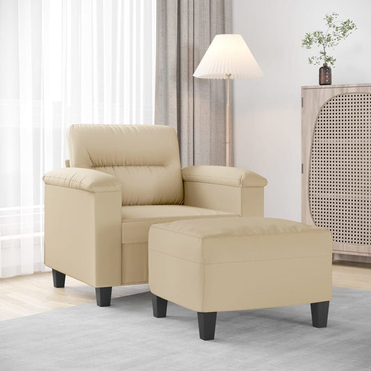Sessel mit Hocker Creme 60 cm Mikrofasergewebe