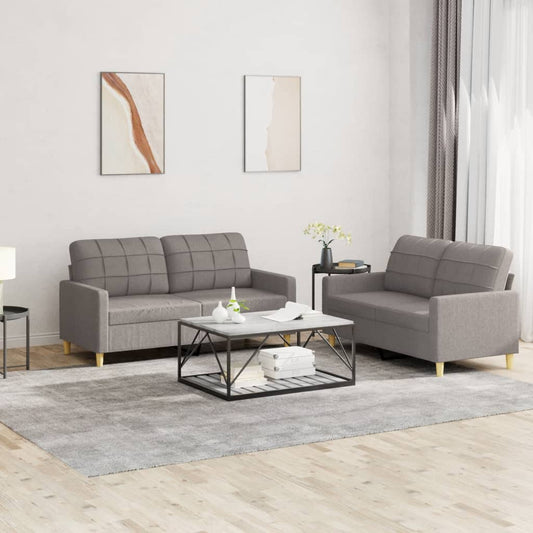 2-piece sofa set with cushions in taupe fabric