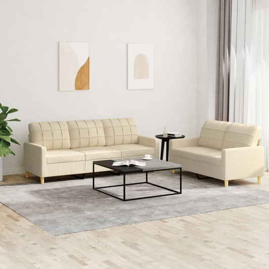 2-piece sofa set with cushions in cream fabric
