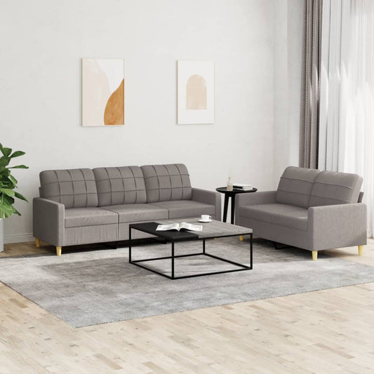 2-piece sofa set with cushions in taupe fabric