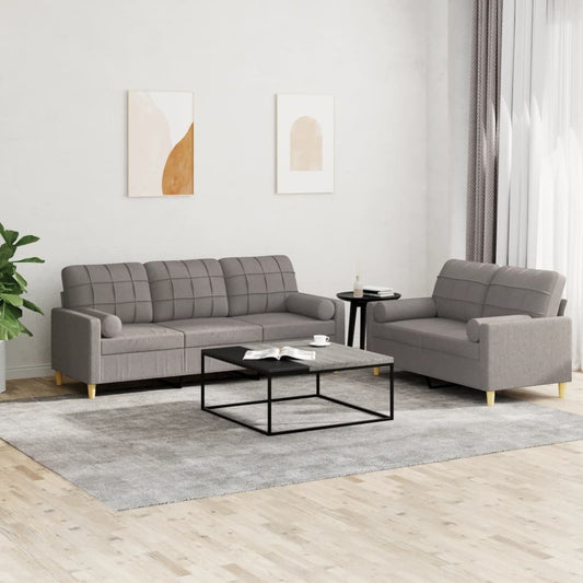2-piece sofa set with cushions in taupe fabric