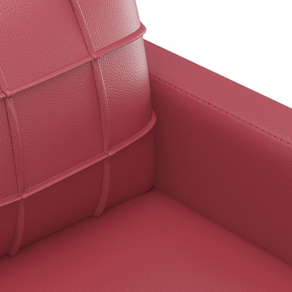 2-piece sofa set with cushions, wine red, faux leather