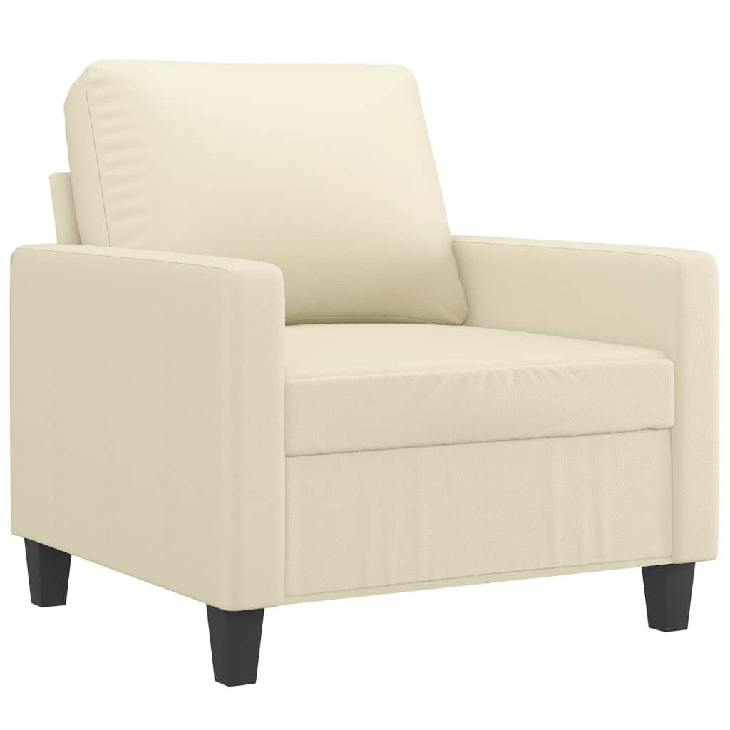 4-piece sofa set with cushions cream faux leather
