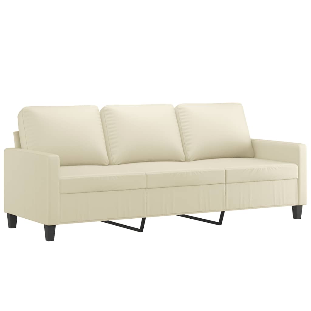 4-piece sofa set with cushions cream faux leather