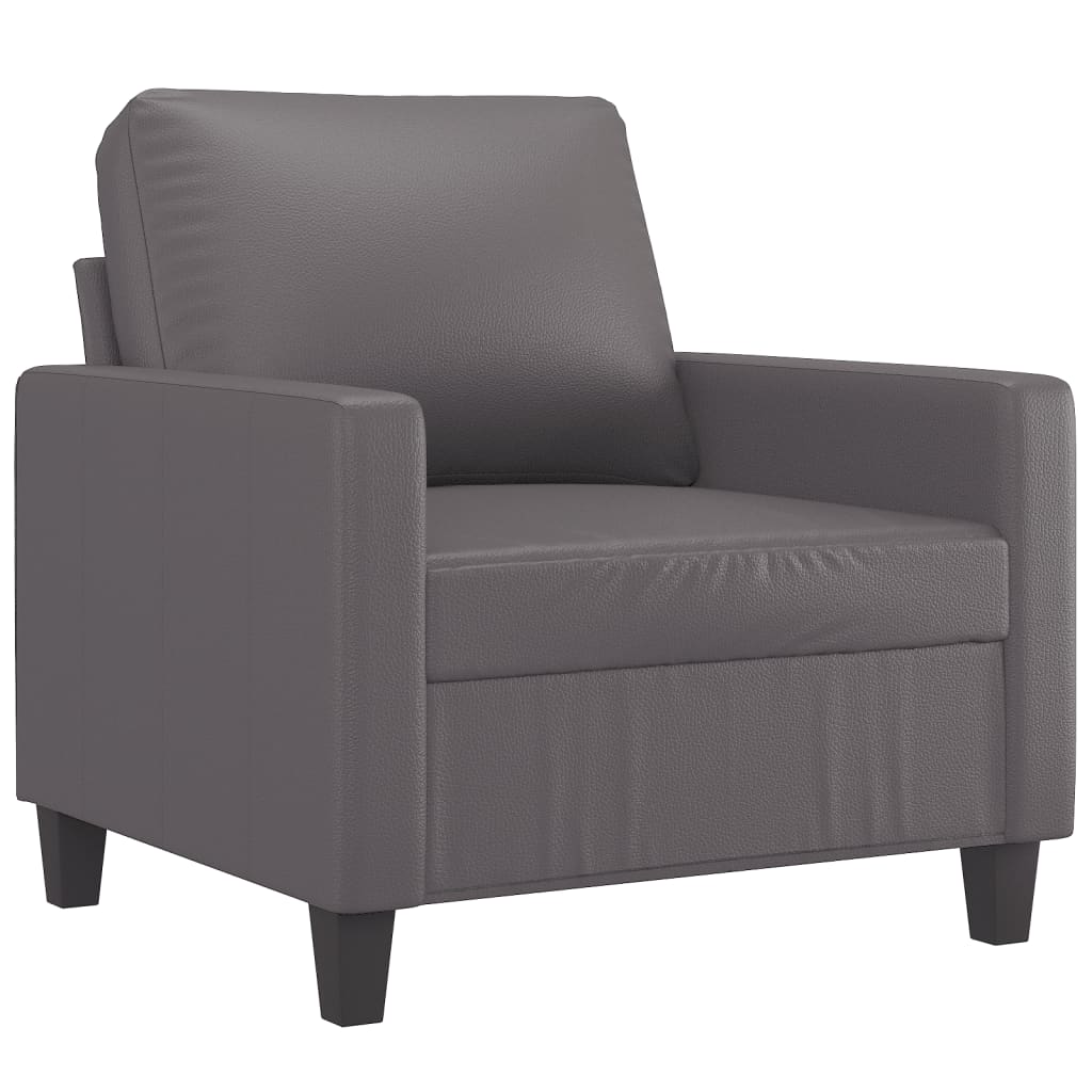 4-piece sofa set with cushions, grey faux leather