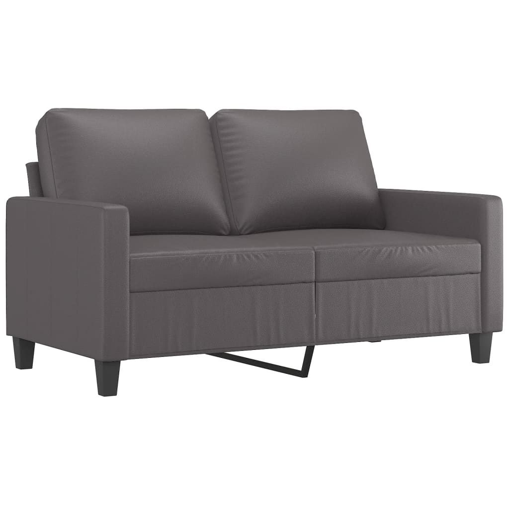 4-piece sofa set with cushions, grey faux leather