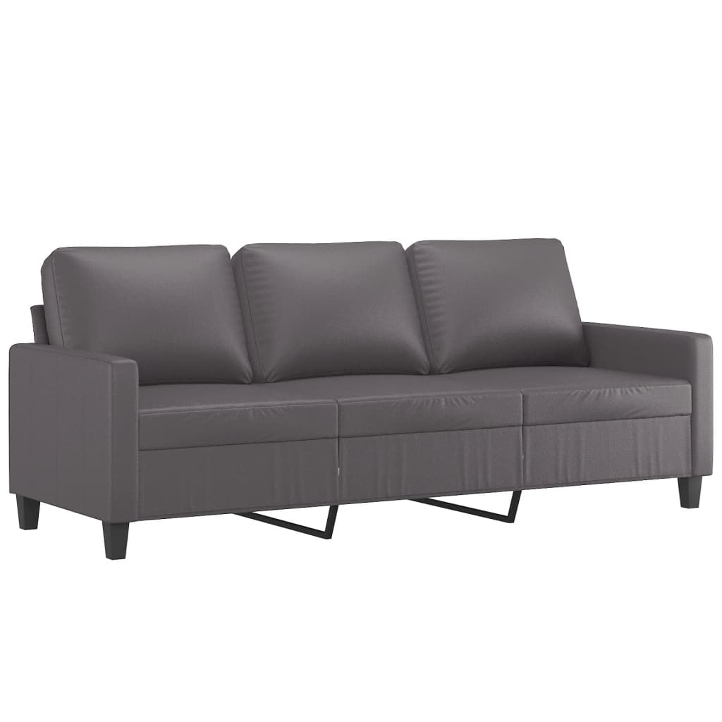 4-piece sofa set with cushions, grey faux leather