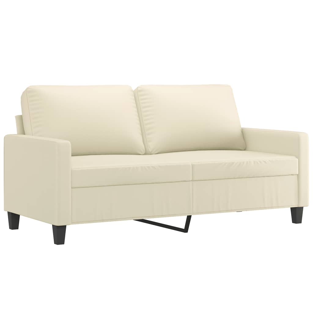 2-piece sofa set with cushions cream faux leather