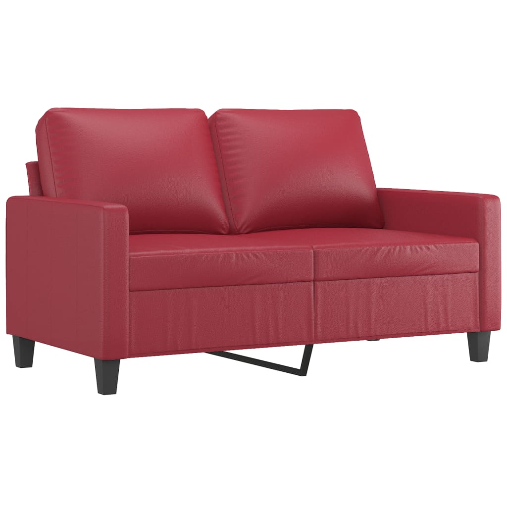 3-piece sofa set with cushions, wine red, faux leather
