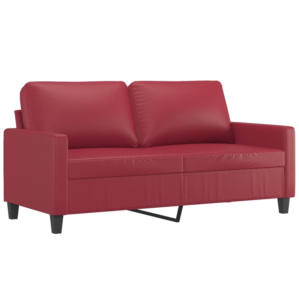 3-piece sofa set with cushions, wine red, faux leather