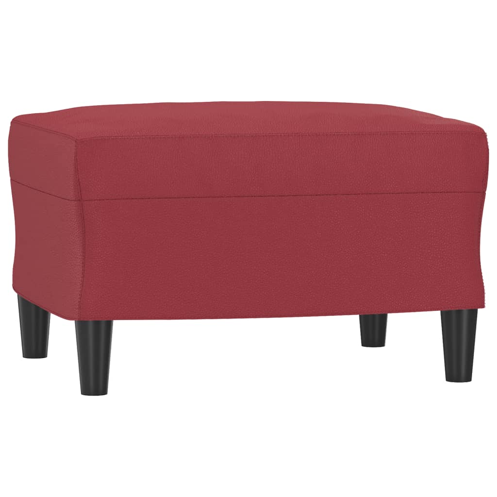 3-piece sofa set with cushions, wine red, faux leather