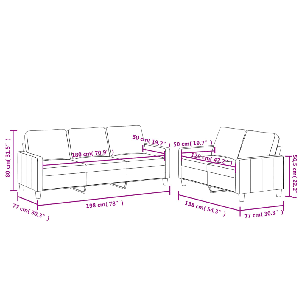 2-piece sofa set with cushions, grey faux leather