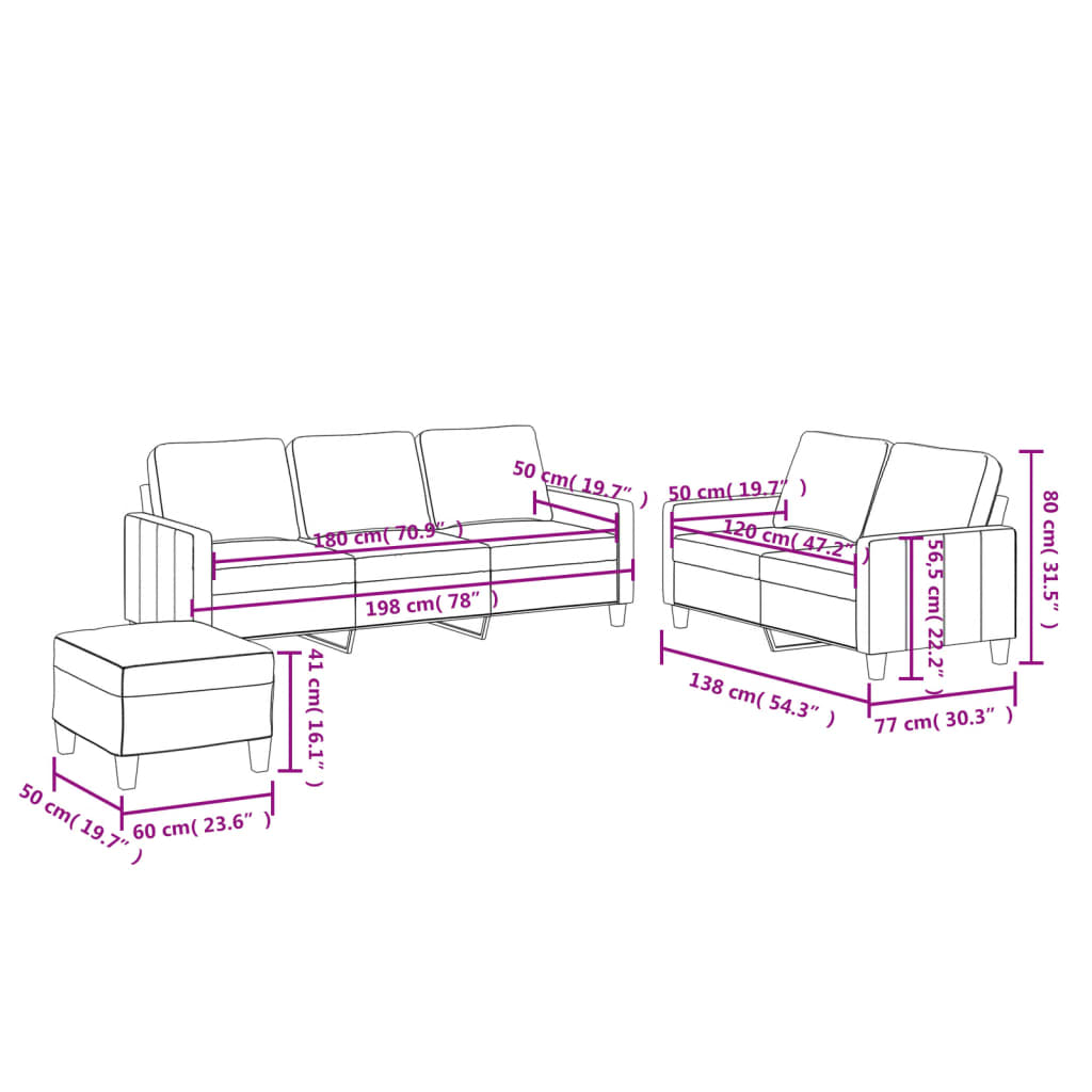 3-piece sofa set with cushions, grey faux leather