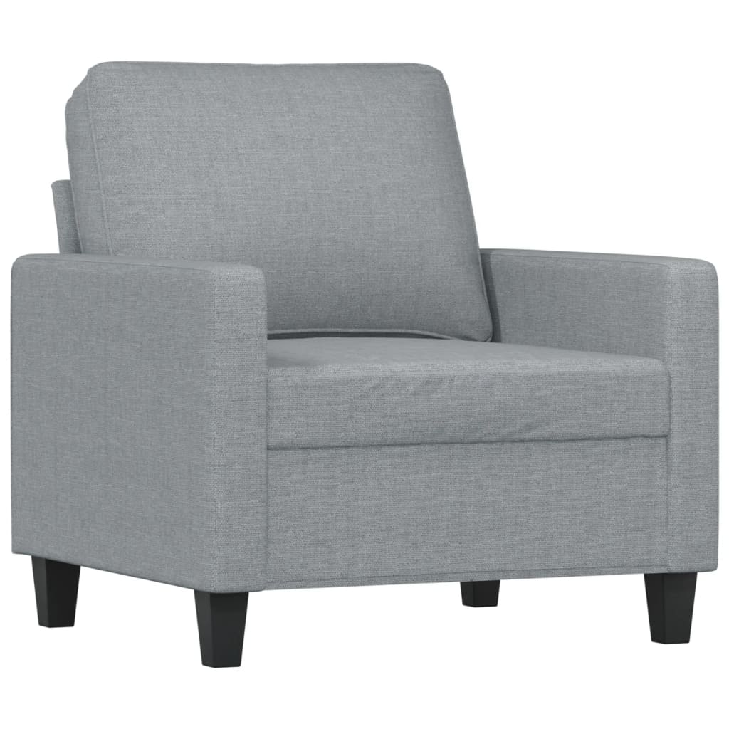 4-piece sofa set with cushions in light grey fabric