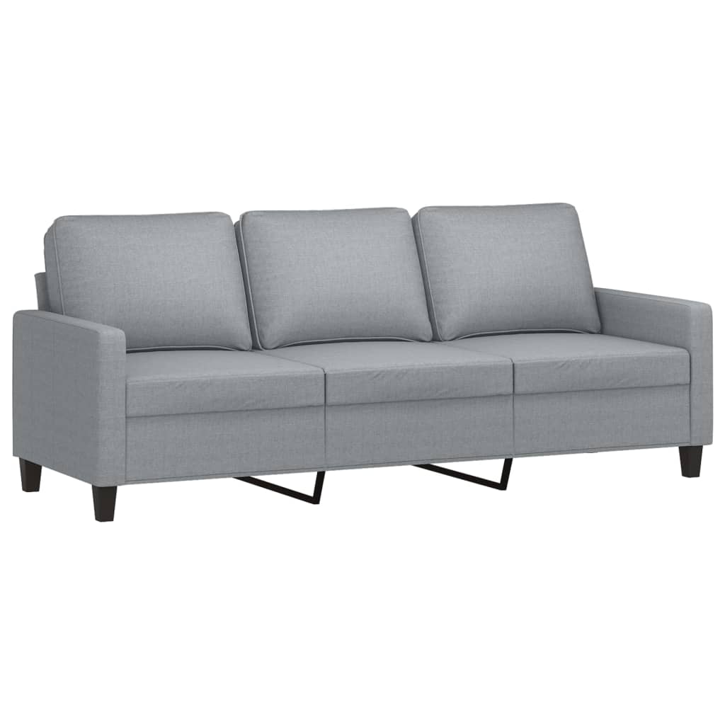 4-piece sofa set with cushions in light grey fabric