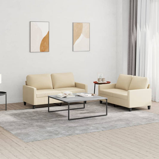 2-piece sofa set with cushions in cream fabric