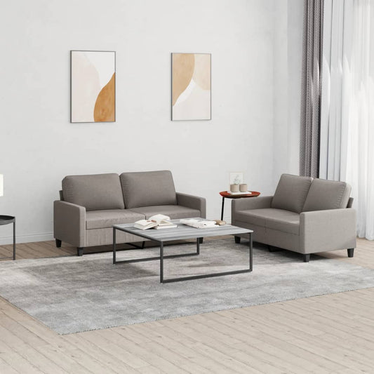 2-piece sofa set with cushions in taupe fabric