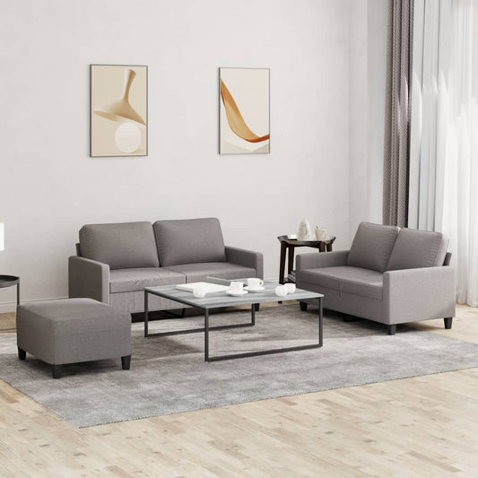 3-piece sofa set with cushions in taupe fabric