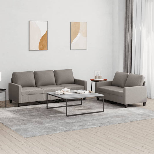 2-piece sofa set with cushions in taupe fabric