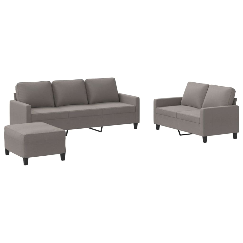 3-piece sofa set with cushions in taupe fabric