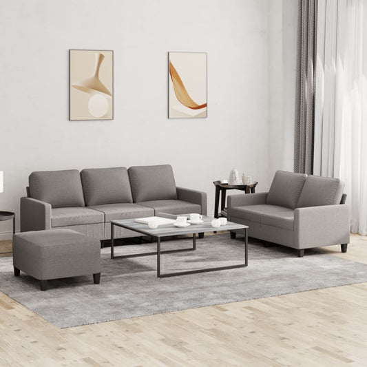3-piece sofa set with cushions in taupe fabric